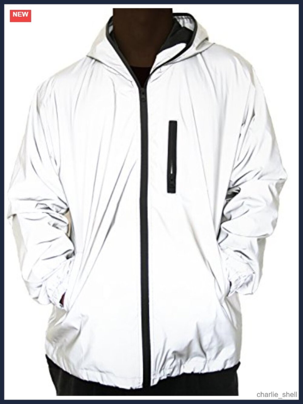 Reflective Hooded Windbreaker Running Jacket Zip Pockets